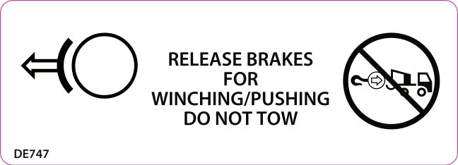 DECAL,BRAKE RELEASE/NO TOW